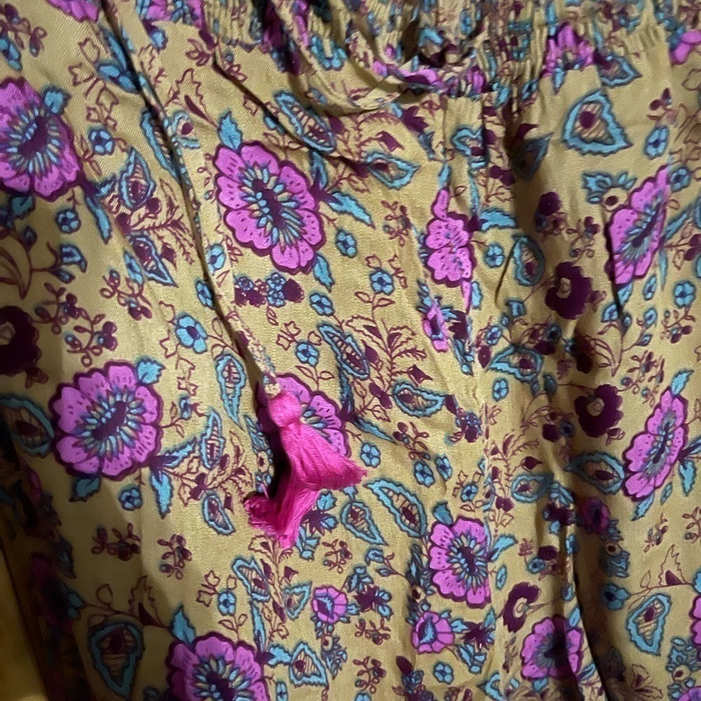 Boho style Raga Anthropologie Floral Off Shoulder Bell Sleeve Jumpsuit S NEW - Picture 7 of 7